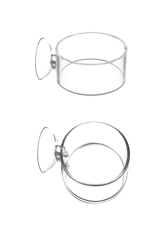 OHEETU 2Pcs Round Transparent Acrylic Fish Tank Feeder Dish with Suction Cups Clear Aquarium Shrimp Feeder Dishes Food Tray Container (60MM) - Image 1